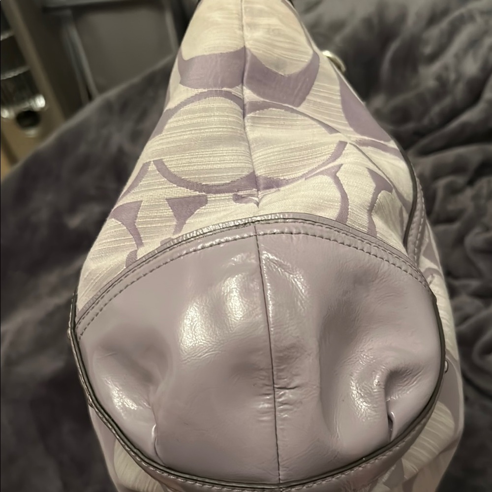Coach Canvas Alexandra Lavender and Gray Signature Tote - Picture 12 of 14